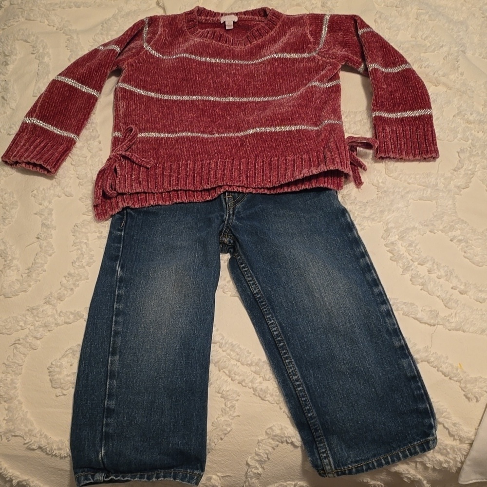 BOTH For $15: Levi's Jeans And Silver And Pink Sweater Size 2T (0718)